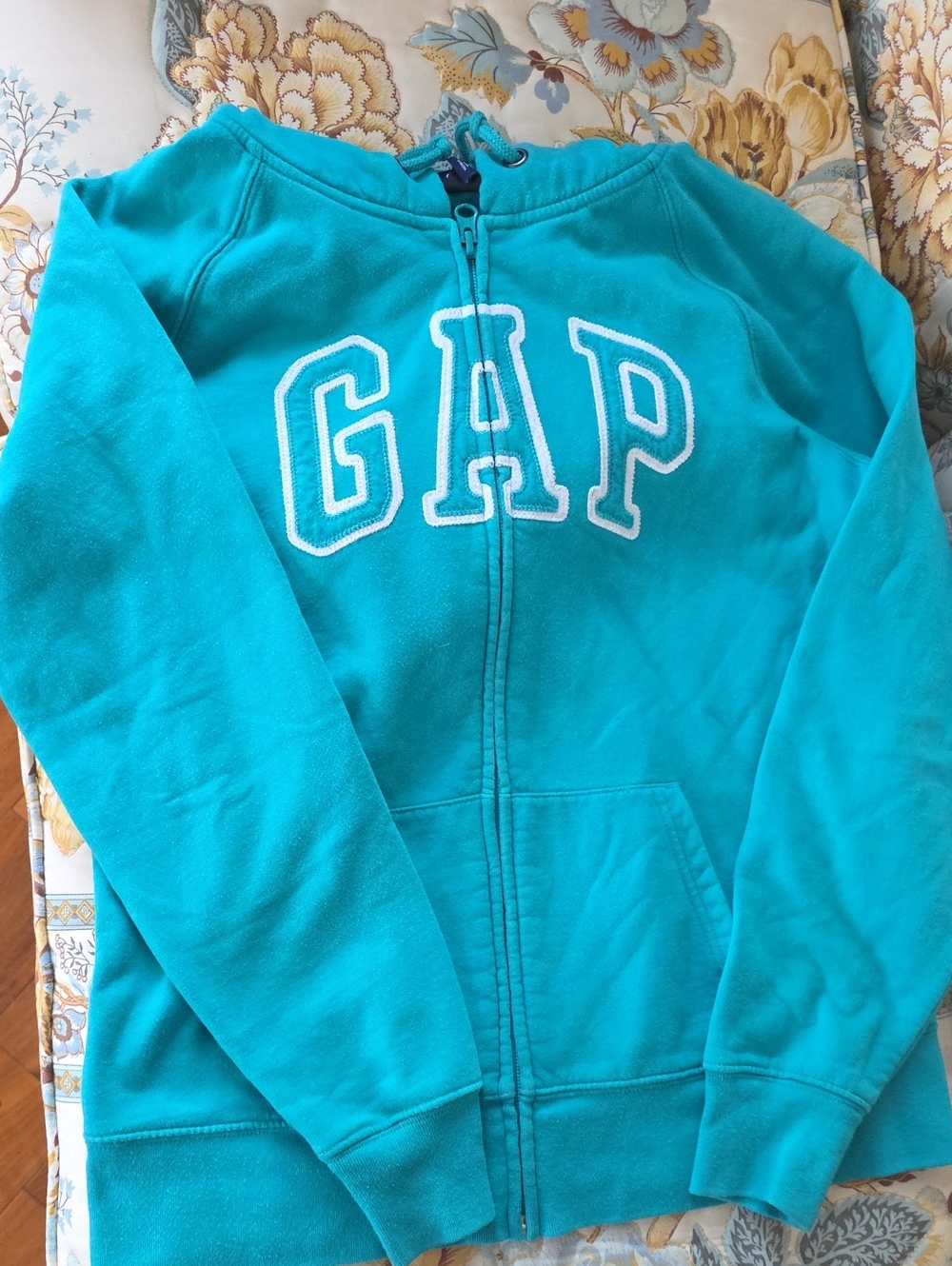 🫯 5 For $25🫯GAP Teal Full-Zip Hoodie with Embroidered Logo